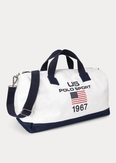 Bolsos De Lona Polo Ralph Lauren Hombre Blancos / Azul Marino - Polo Sport Canvas - OMGVT1932